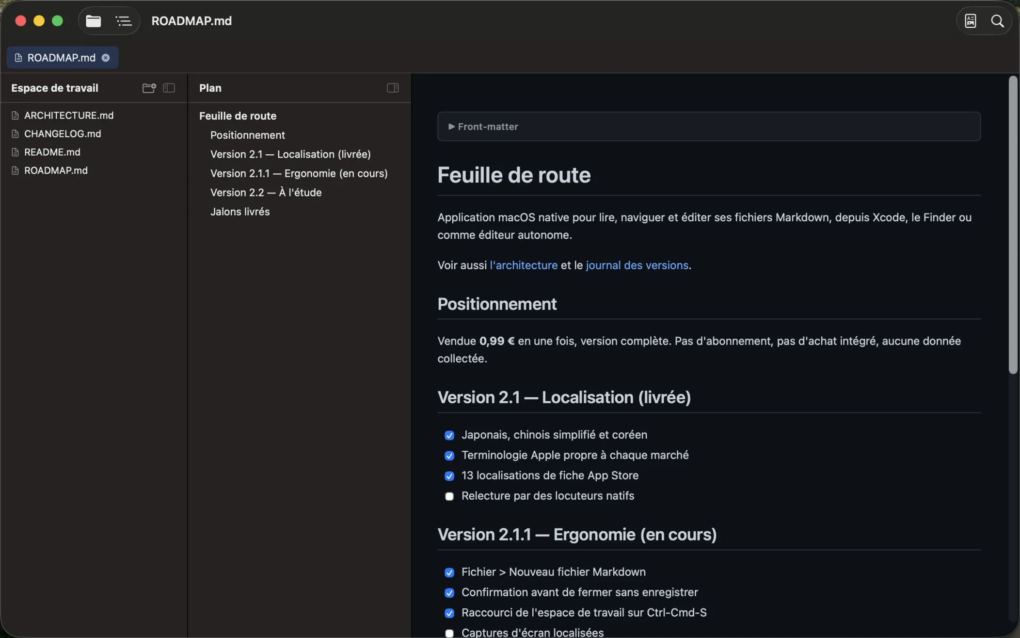 Espace de travail
